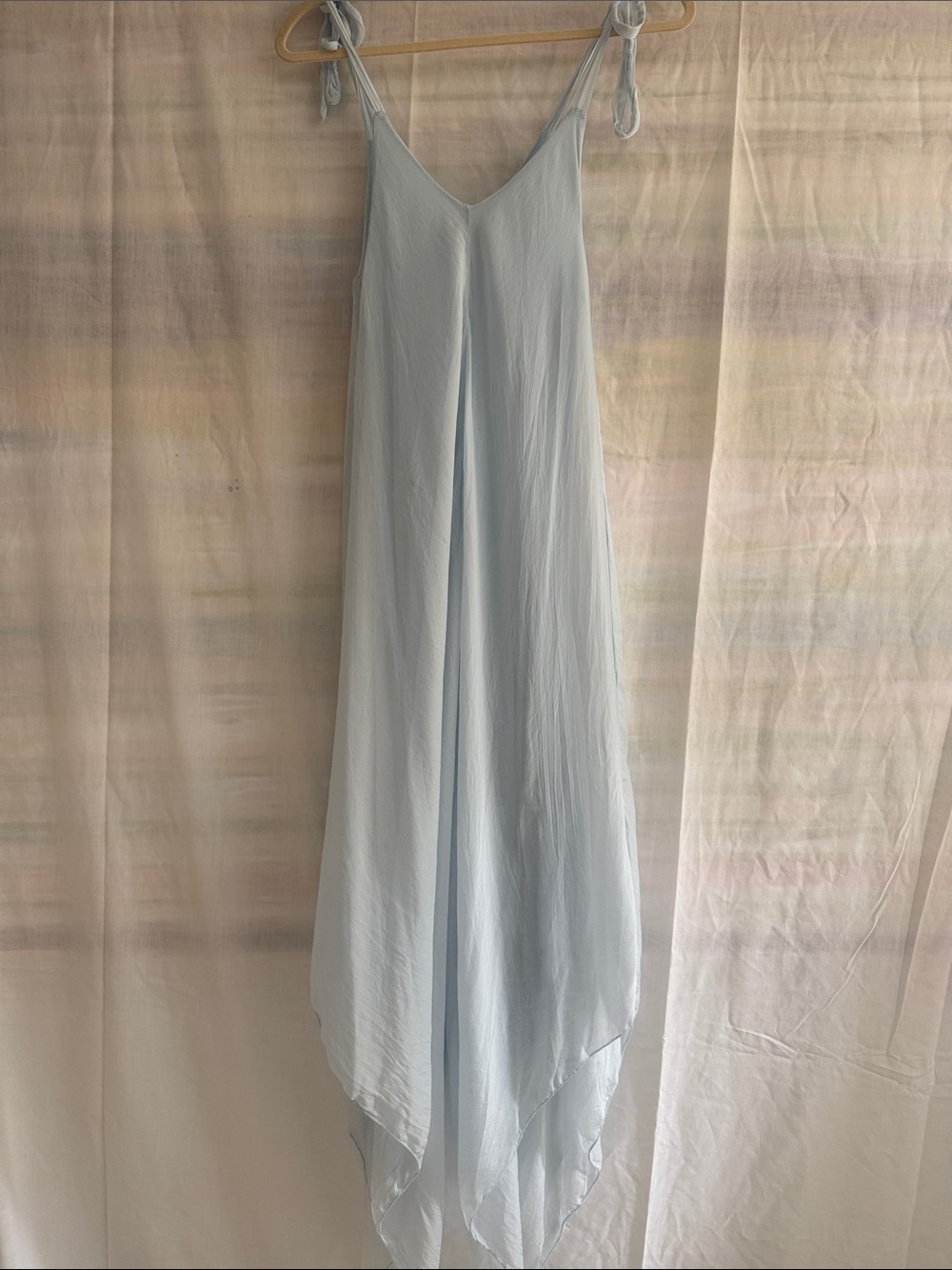 Light Blue V-Neck Wide-Leg Tie-Strap Jumpsuit